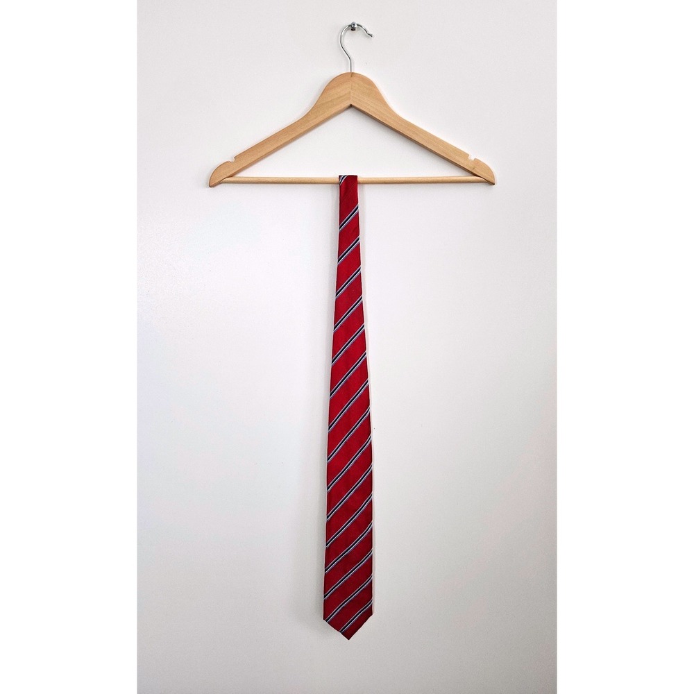 Brioni Italy‎ Red Striped Silk Tie Handmade Luxury Designer Necktie 3.5"